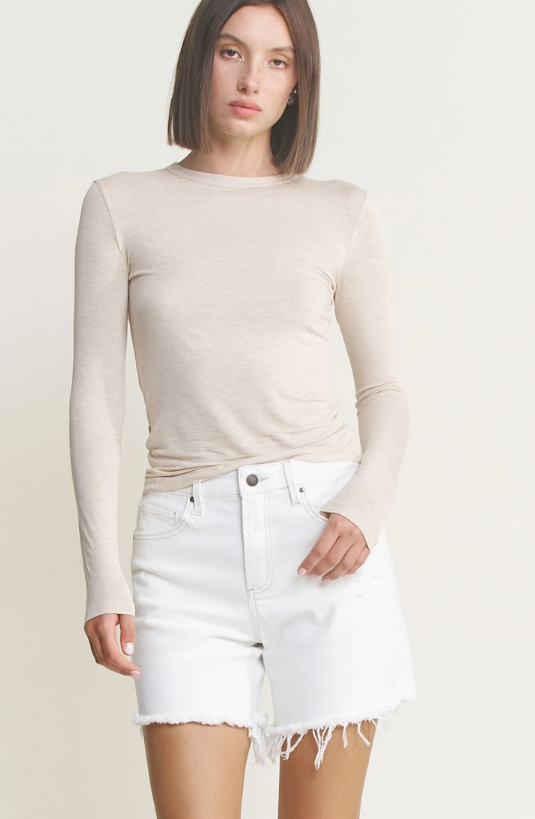 Mica High Rise White Distressed Shorts