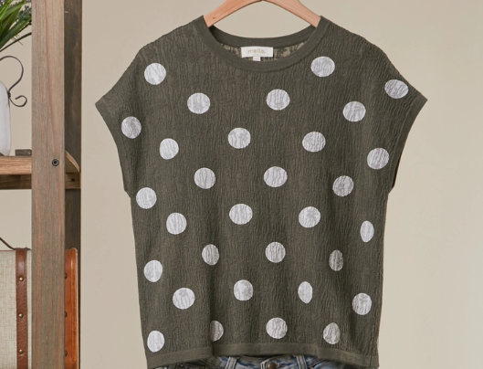 Olive Polka Dot Top