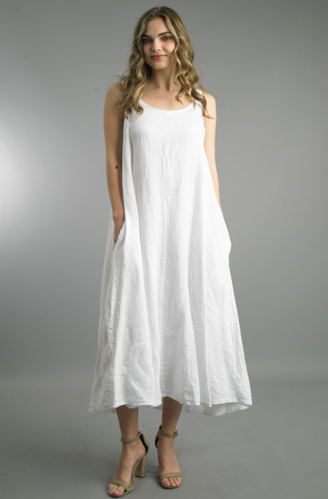 White Linen Midi Dress LeLa's Boutique White Linen Midi Dress LeLa's Boutique