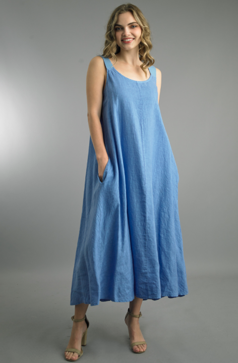 Denim Linen Midi Dress