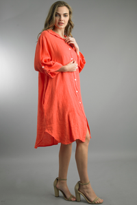 Coral Button Dress