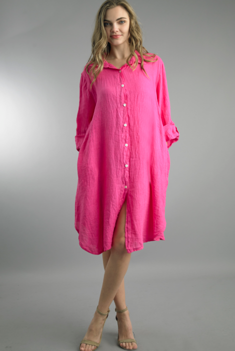 Fuchsia Button Dress
