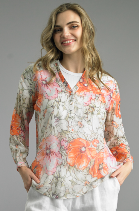 Orange Floral Top