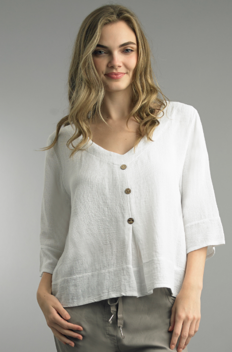 Tempo White V-Neck Top