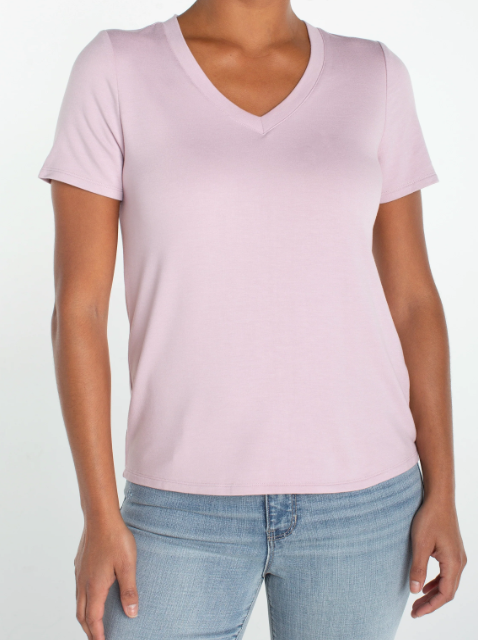 LIVERPOOL Short Sleeve V-Neck top - Lilac Shadow