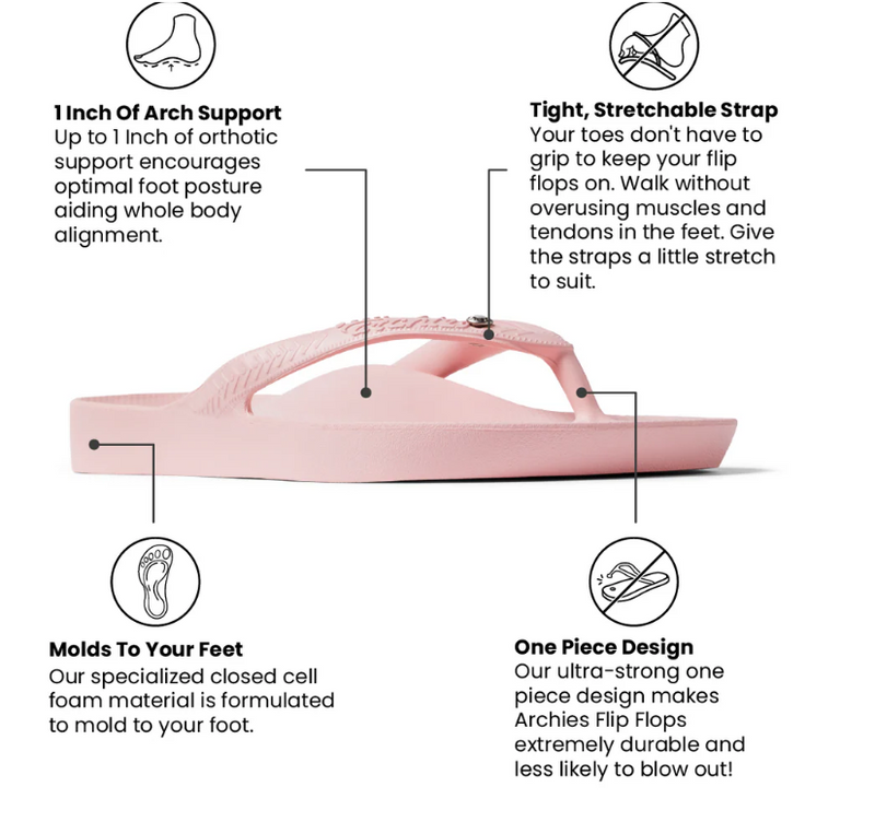Archie's Arch Support Flip Flops - Crystal Taupe