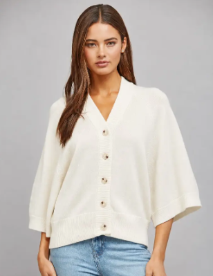 Button Down Cardi - Cream