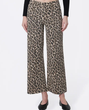Leopard Crop Wide Leg Jeans