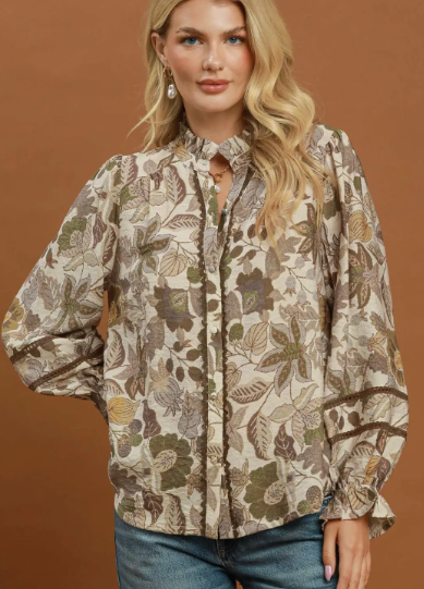 Taupe Leaf Top