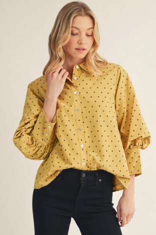 Mustard Polka Dot Top