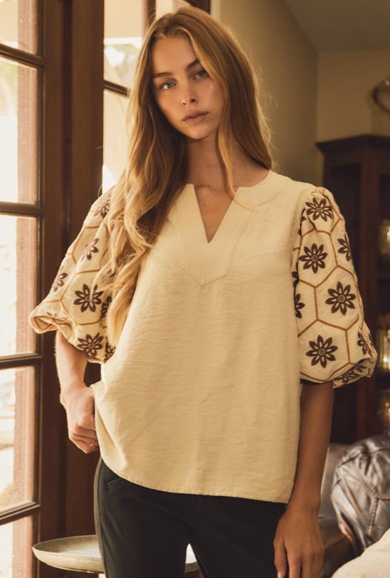 Floral Puff Sleeve Top