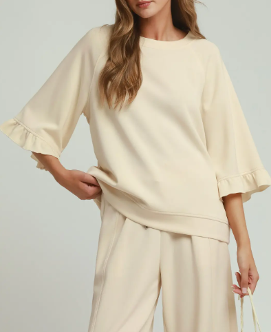 Luxeknit Ruffle Top - Cream