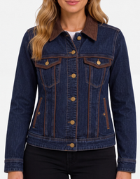 LIVERPOOL Classic Trucker Jacket With Velvet Details - Riverwalk