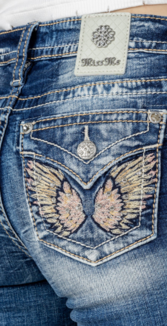 Miss Me Pastel Angel Wing Bootcut Jeans