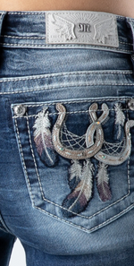 Miss Me Horseshoe Feather Bootcut Jeans