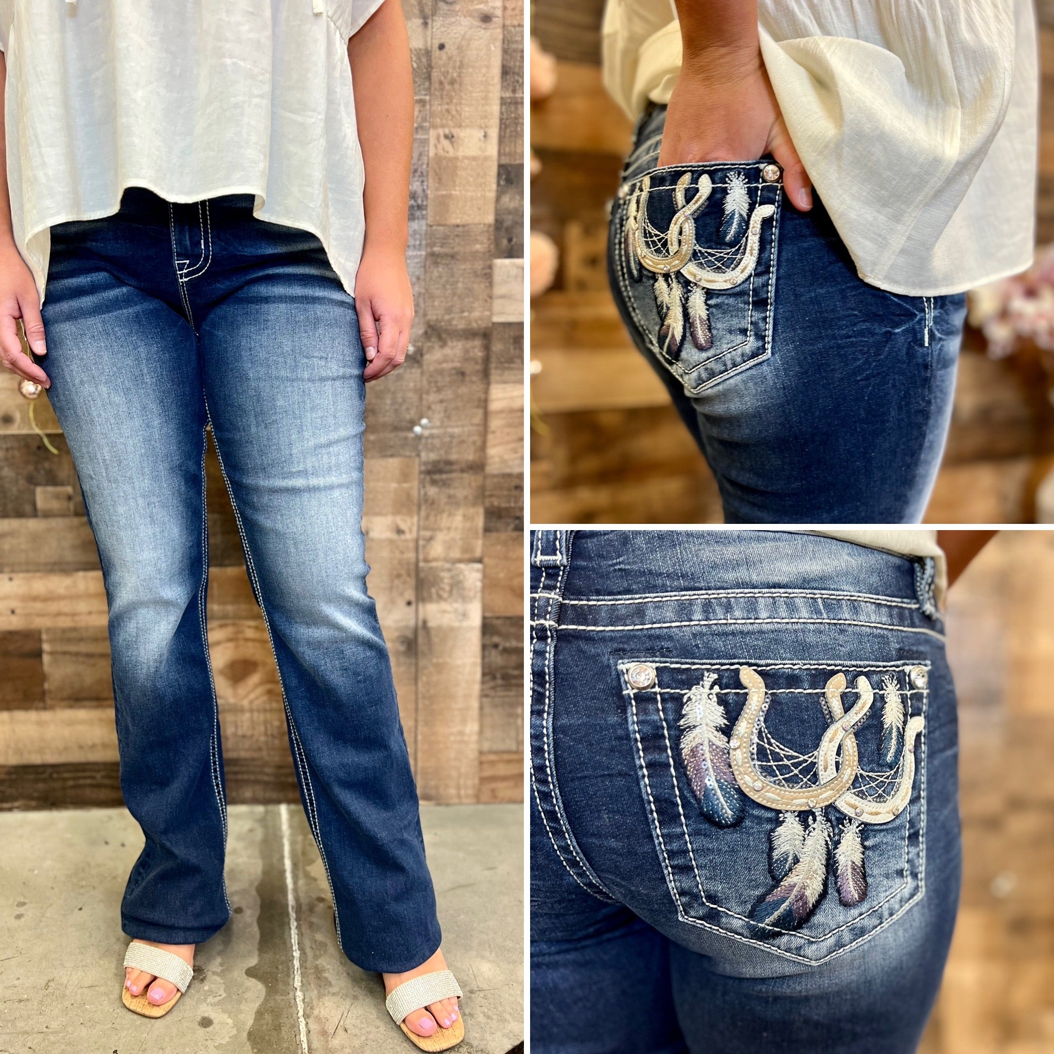 Miss Me Horseshoe Feather Bootcut Jeans LeLa s Boutique