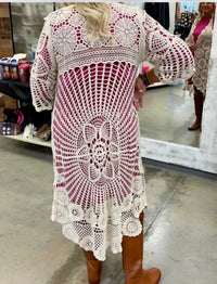 Crochet Cardi With Sleeves - Natural